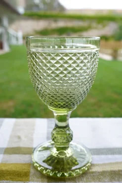 Set 6 Copas Cristal Verde Picos