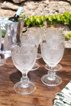 Set 6 Copas Cristal Vino Transparente Picos