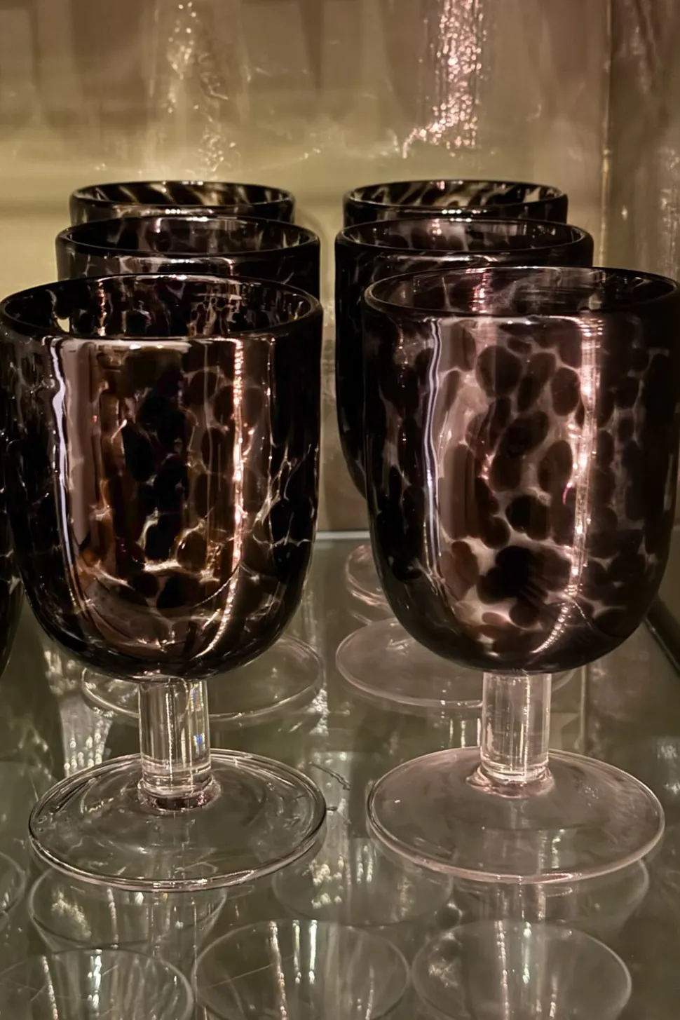 Set 6 Copas De Cristal Con Diseño Moteado