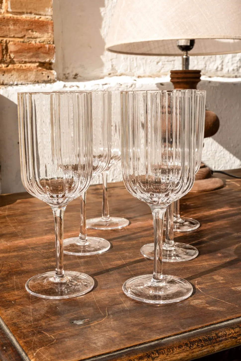 Set 6 Copas De Vino Cristal Ondas