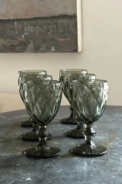 Set 6 Copas Grises Diseño Rombos