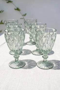 Set 6 Copas Verdes Acrílicas Con Diseño De Rombos