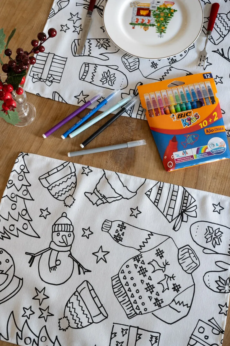 Set 2 Individuales Coloreables Infantiles Con Motivos Navideños