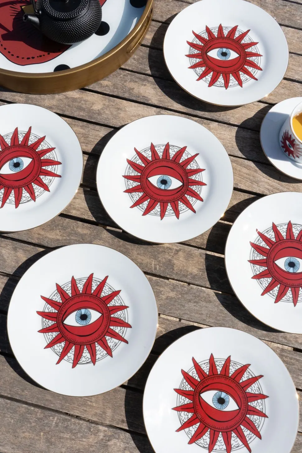 Set 6 Platos De Porcelana Con Diseño Good Luck