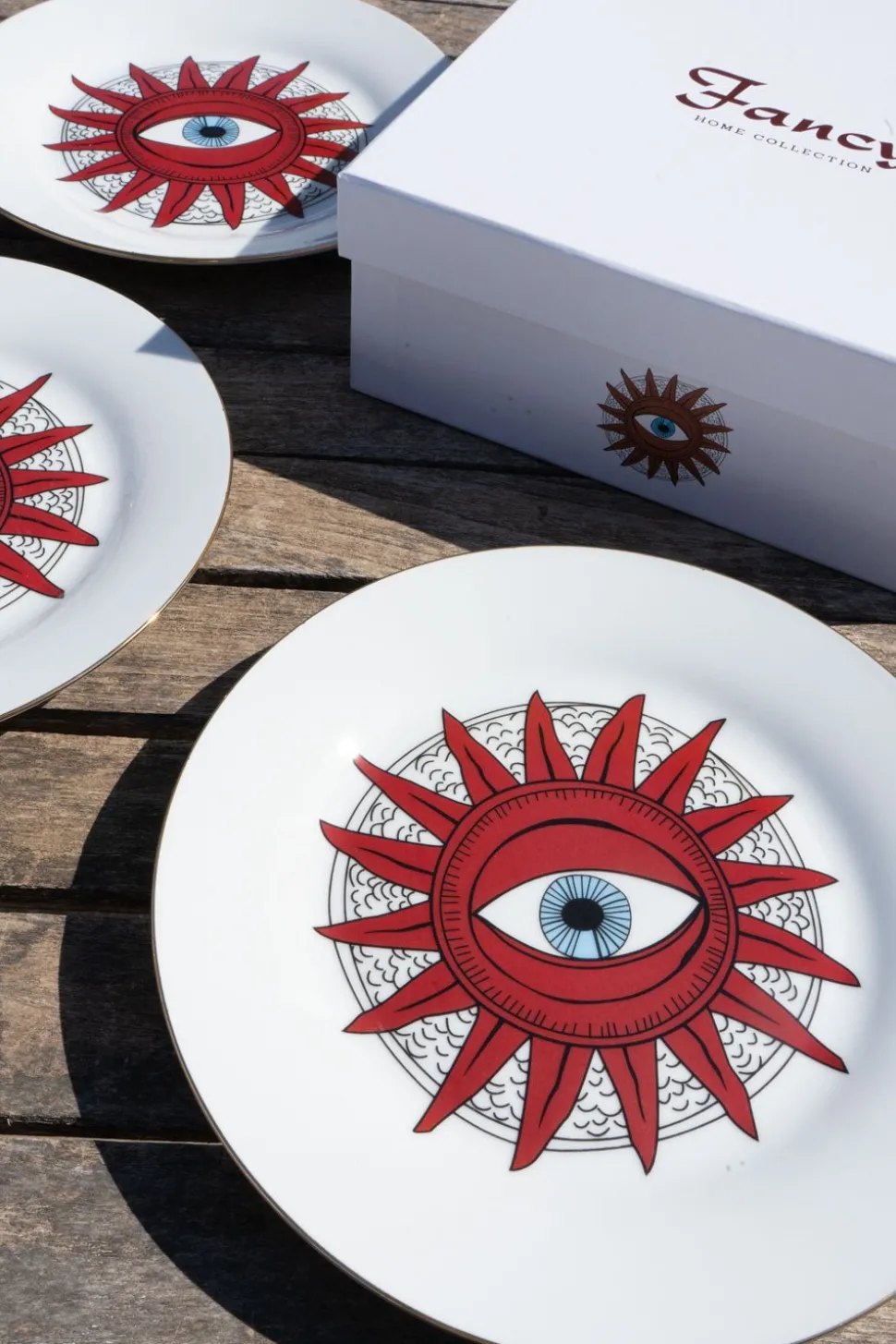 Set 6 Platos De Porcelana Con Diseño Good Luck