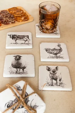 Set 4 Posavasos Con Diseño De Animales De Granja