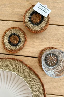Set 6 Posavasos de Seagrass Beige y Naranja