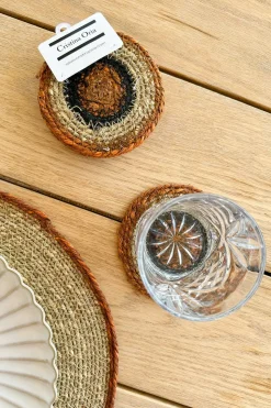 Set 6 Posavasos de Seagrass Beige y Naranja