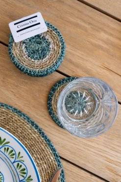 Set 6 posavasos de Seagrass Beige y Azul