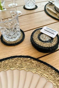 Set 6 Posavasos de Seagrass Beige y Negro