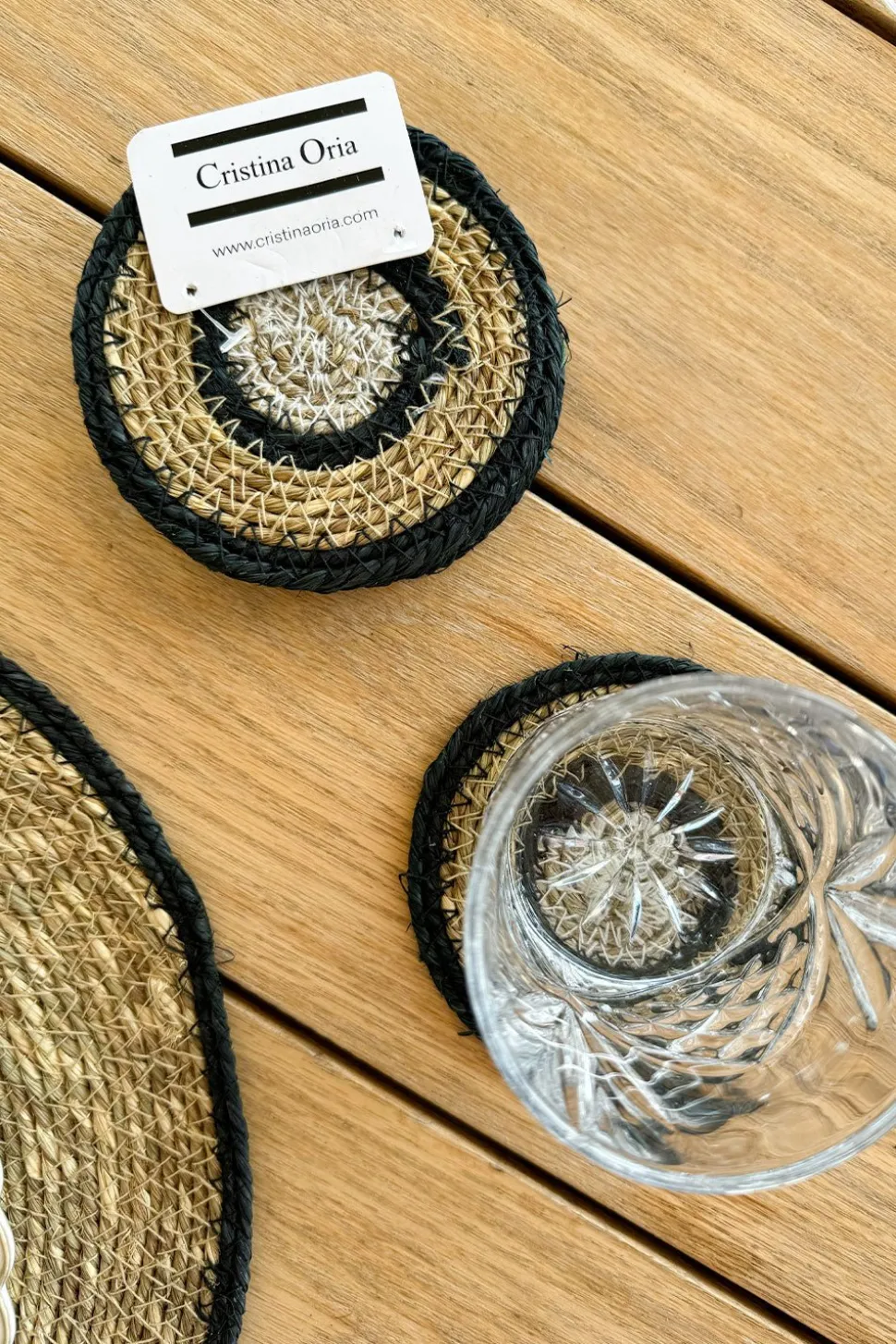 Set 6 Posavasos de Seagrass Beige y Negro