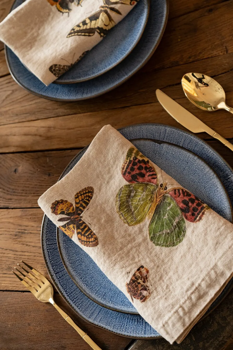 Set 6 Servilletas De Lino Con Diseño De Mariposas