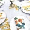 Set 6 Servilletas De Lino Con Diseño De Flores Amarillas