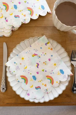 Set 20 Servilletas De Papel Con Diseño De Unicornios Y Arcoiris