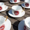 Set 6 Tazas Y Platos De Porcelana Con Diseño Good Luck