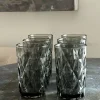 Set 6 Vasos Altos Grises Diseño Rombos