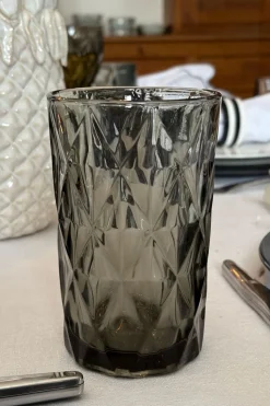 Set 6 Vasos Altos Grises Diseño Rombos