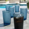 Set 6 Vasos Cristal Altos Azul Oscuro Picos