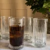 Set 4 Vasos Cristal Base Rombos Altos