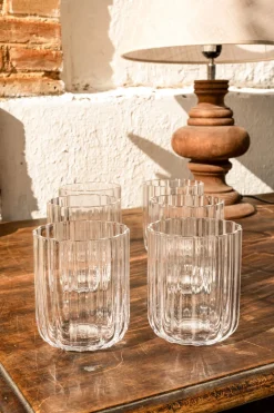 Set 6 Vasos Cristal Ondas Pequeños
