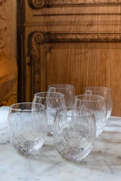 Set 6 Vasos Cristal Ovalados Pequeños Espiga