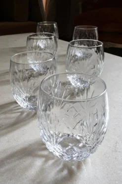 Set 6 Vasos Cristal Ovalados Pequeños Espiga