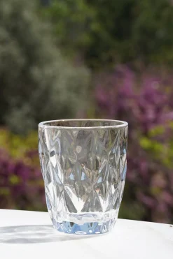 Set 6 Vasos Cristal Transparente Rombos
