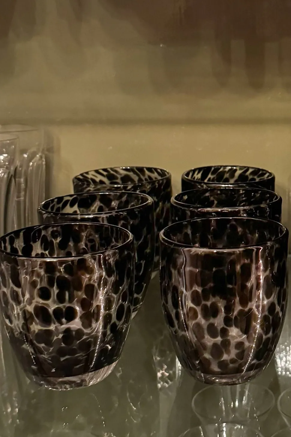 Set 6 Vasos De Cristal Con Diseño Moteado