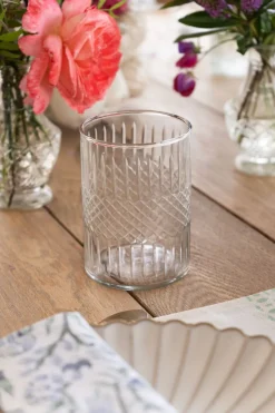 Set 6 Vasos De Cristal Tallado Rombos Grandes