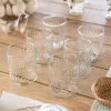 Set 6 Vasos De Cristal Tallado Rombos