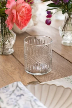 Set 6 Vasos De Cristal Tallado Rombos