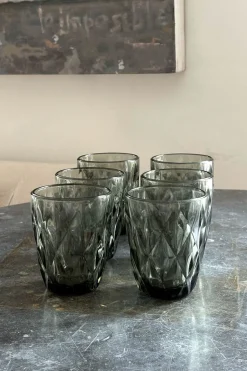 Set 6 Vasos Grises Diseño Rombos