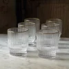 Set 6 Vasos Rayados Con Filo Dorado