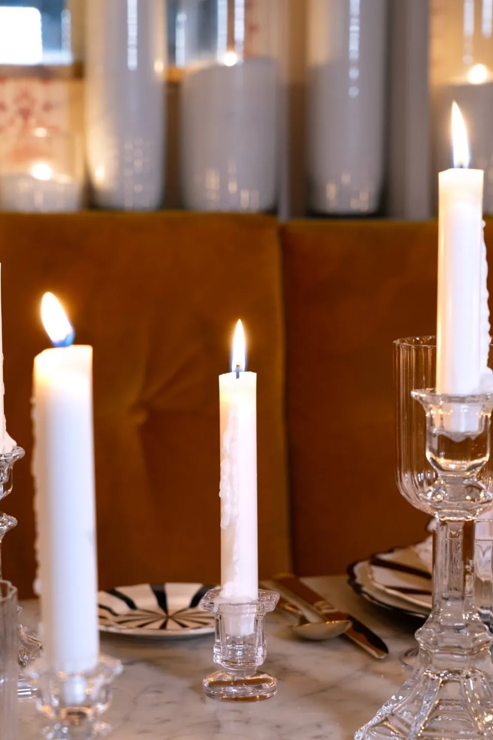 Set De 2 Candelabros De Cristal Minis & Velas LED