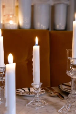 Set De 2 Candelabros De Cristal Pequeños & Velas LED