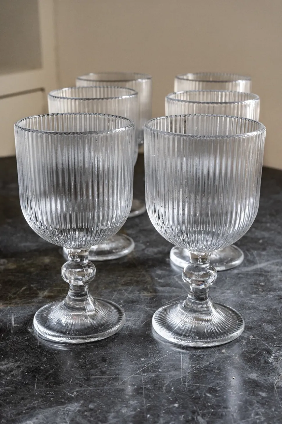 Set De 6 Copas De Cristal Talladas Transparentes