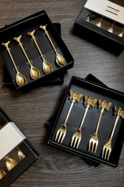 Set De 4 Cucharitas De Bronce Con Diseño De Mariposa