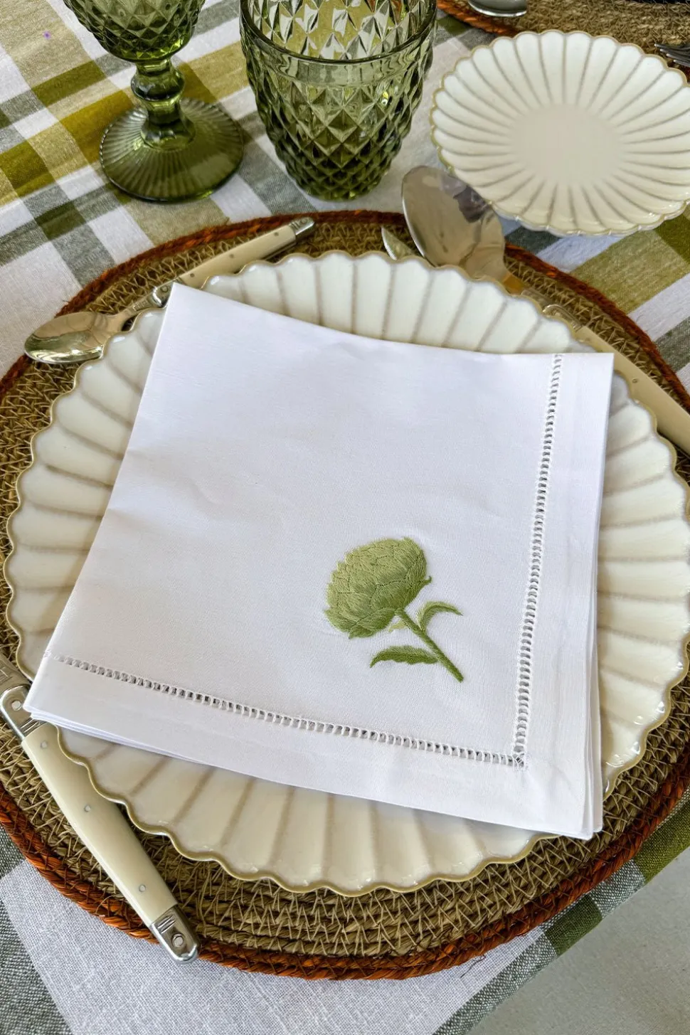 Set de 6 Servilletas Bordadas a Mano con Diseño de Verduras