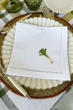 Set de 6 Servilletas Bordadas a Mano con Diseño de Verduras