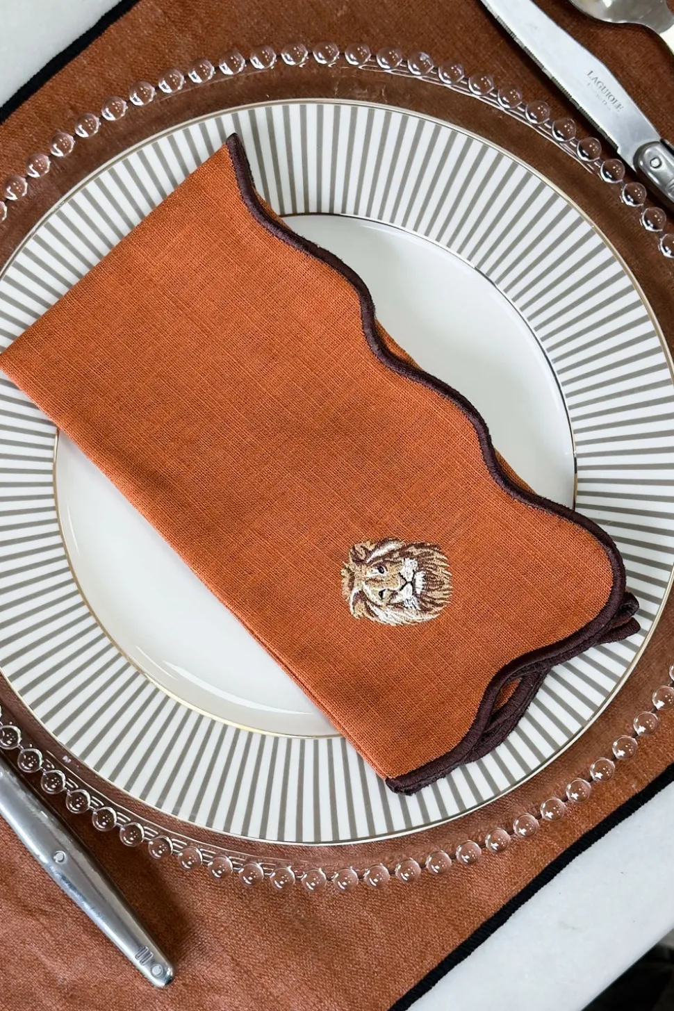 Set De 4 Servilletas Bordadas Animales De La Selva