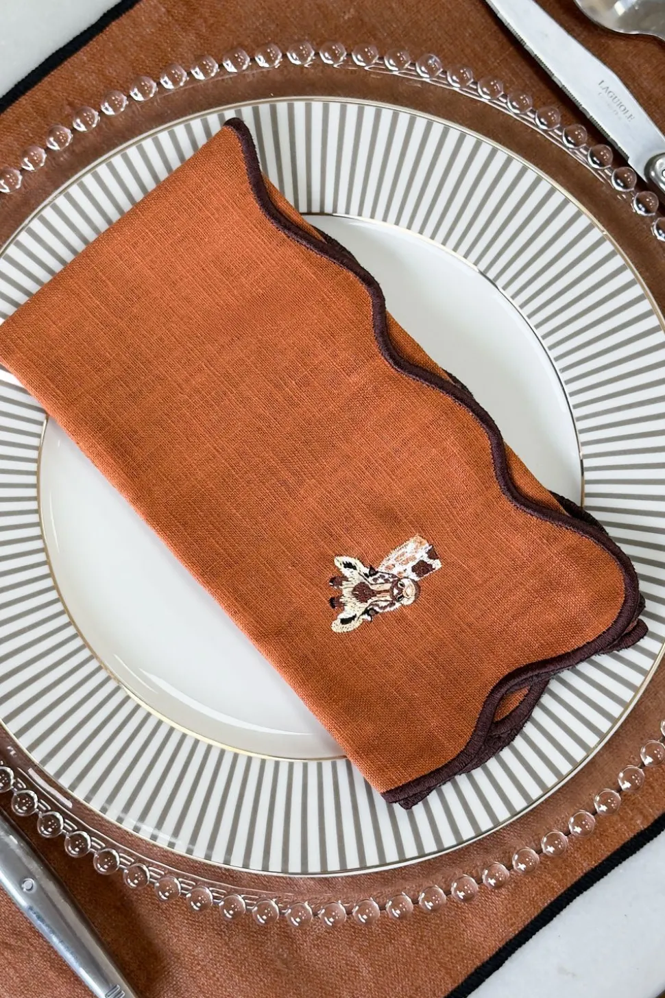 Set De 4 Servilletas Bordadas Animales De La Selva