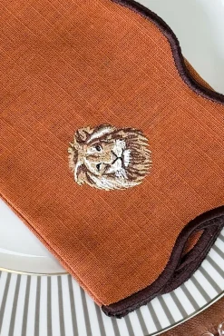 Set De 4 Servilletas Bordadas Animales De La Selva