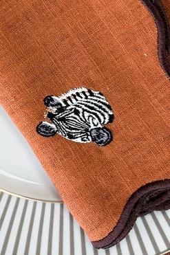 Set De 4 Servilletas Bordadas Animales De La Selva
