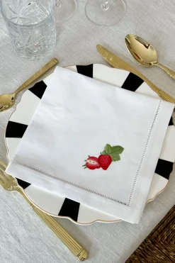 Set de 6 Servilletas Bordadas a Mano con Diseño de Frutas