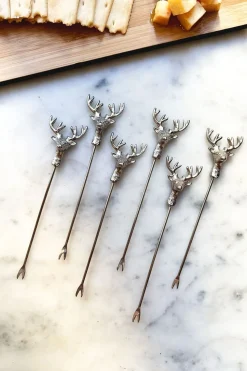 Set De 6 Tenedores Especiales Aperitivo Con Diseño De Ciervo
