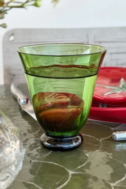 Set De 6 Vasos De Cristal Verdes