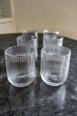 Set De 6 Vasos De Cristal Tallados Transparentes