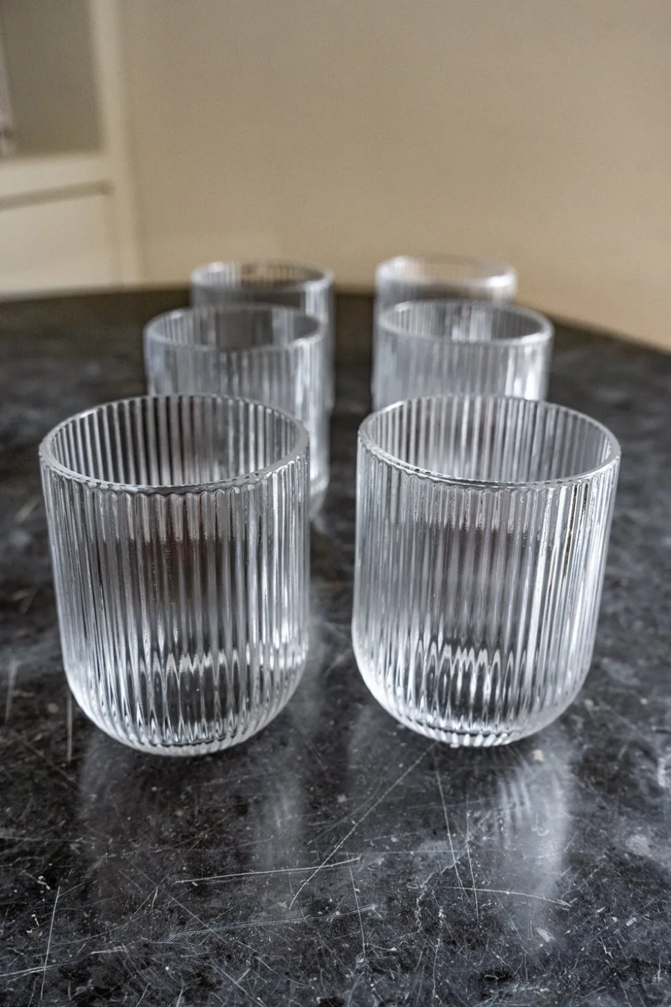 Set De 6 Vasos De Cristal Tallados Transparentes