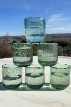 Set De 6 Vasos Verdes Diseño Burbujas