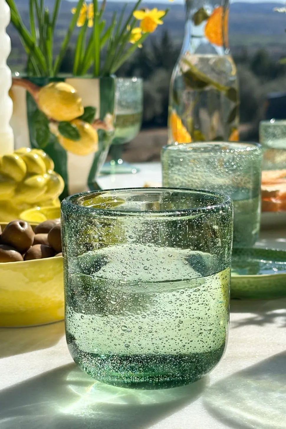 Set De 6 Vasos Verdes Diseño Burbujas